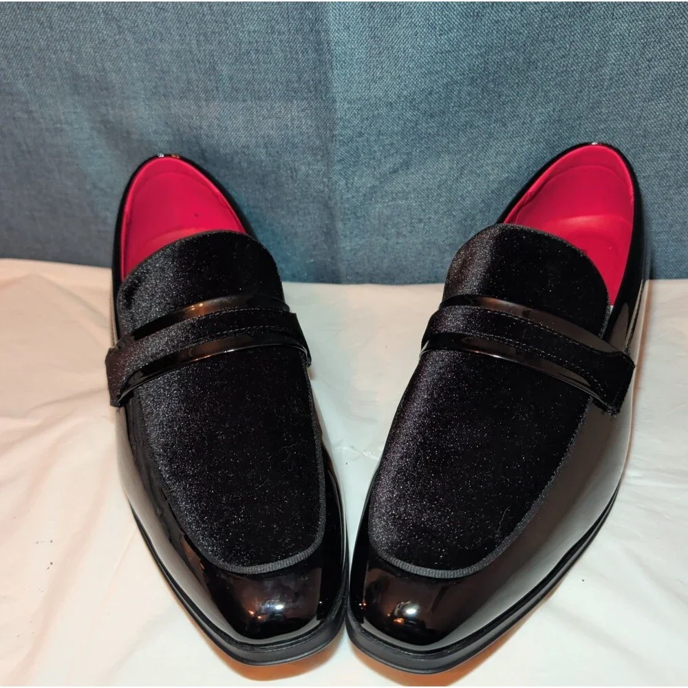 Bruno Marc Men Loafers Size 12 Tuxedo Velvet Patent Black Dress Shoes Slip On